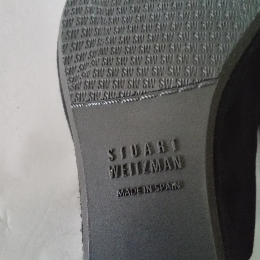 Stuart Weitzman Spando Black Nubuck Suede Strappy Slingback Wedges 7.5 M $398 - Picture 6 of 11